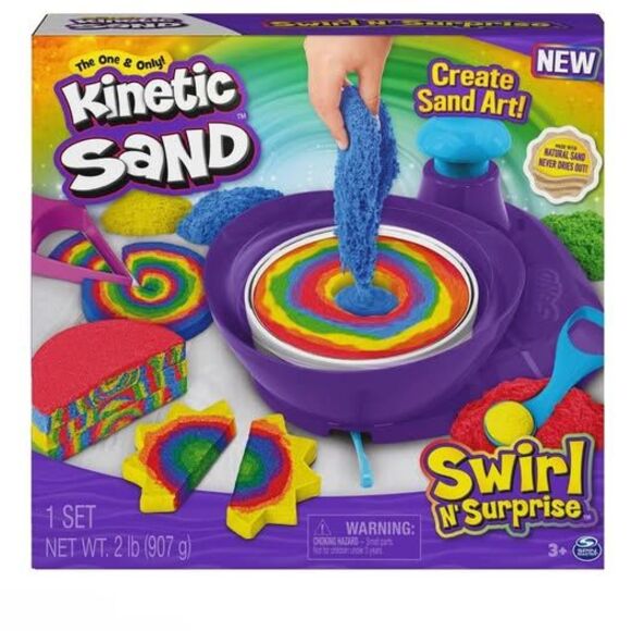 NEW Kinetic Sand, Swirl N’ Surprise Playset with 2lbs of Play Sand - Picture 1 of 6